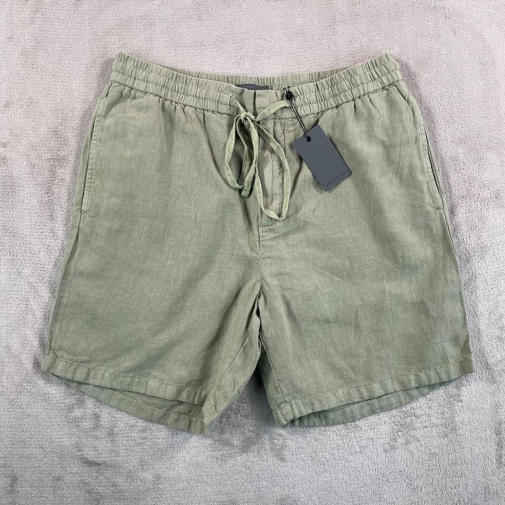 John Varvatos DARYL Shorts Men 33 Pistachio Linen Blend Drawstring NWT $168